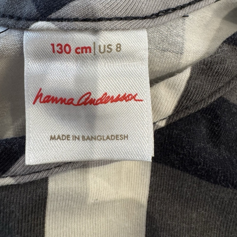 Hanna Andersson Girls 8 Buffalo Plaid Twirl Dress Black White Long Sleeve Cotton - Picture 3 of 5